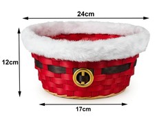Christmas Santa Bamboo Basket Decoration Treat Gift Hamper Festive Storage Bowl