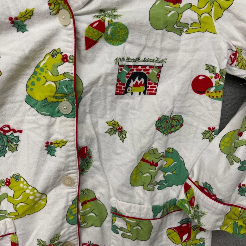 Nick & Nora Pajamas Set Womens M Frogs Flannel Holiday Christmas Mistletoe *Read - Image 3 of 4