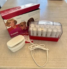 (red case) CLAIROL INSTANT HEAT 20 HOT ROLLERS CURLERS CLIPS Mo. C-20R Denmark