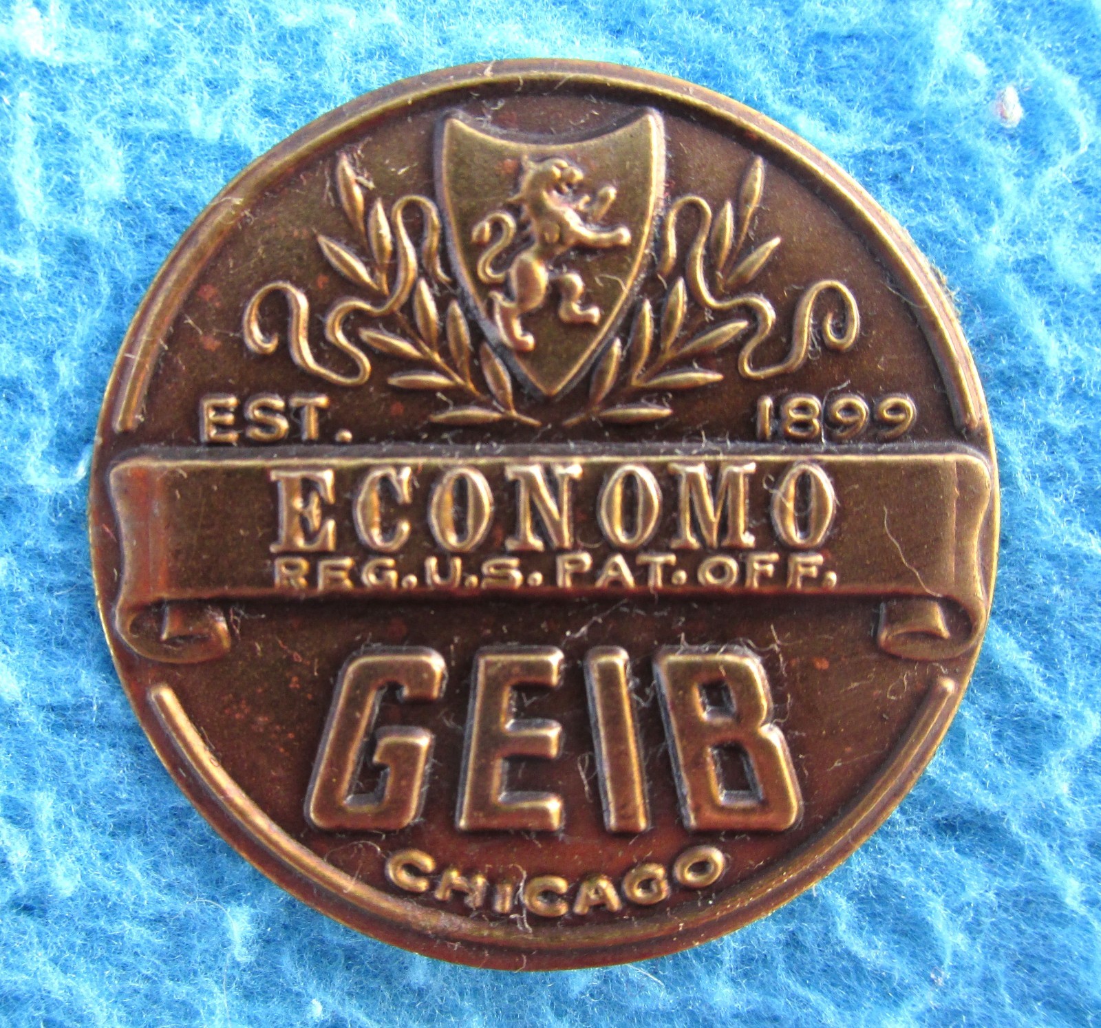 Vintage 40s-50s GEIB TIN LOGO For Guitar Case-GEIB Emblem Badge-Tin Metal-L@@K