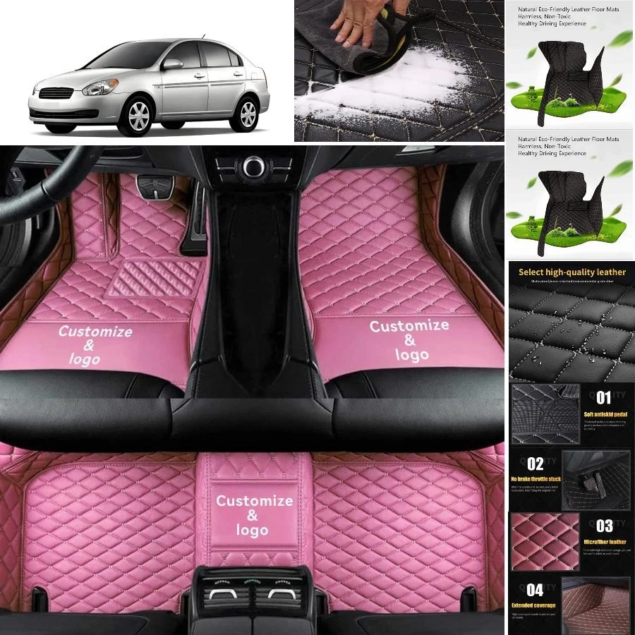 For Hyundai Accent Car Floor Mats Luxury Waterproof Liners Carpets Cargo Custom - Imagem 4 de 4