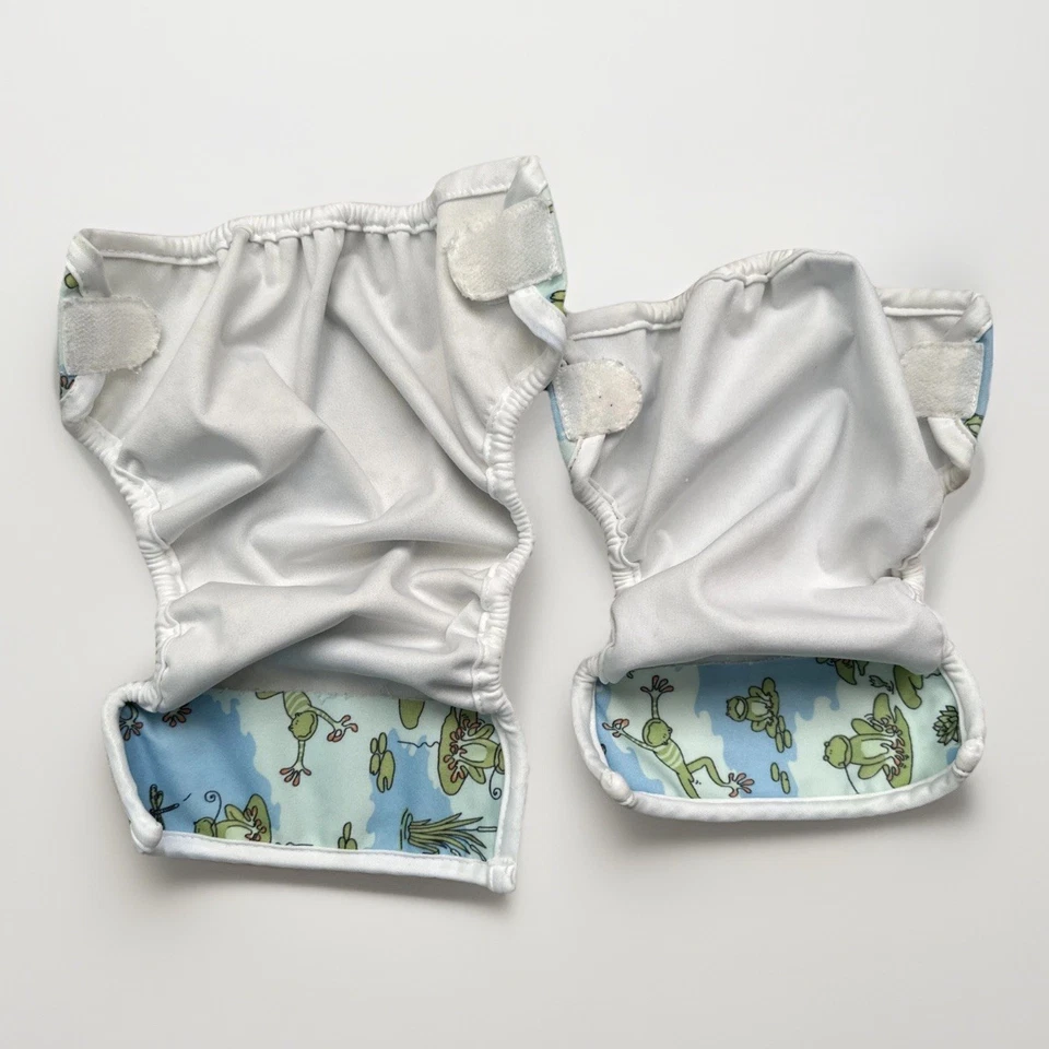 Lote de capa de fralda de pano Bummis Super Whisper Wrap novo na caixa 7-10 e estampa de sapo pequena 8-15 - Imagem 2 de 4