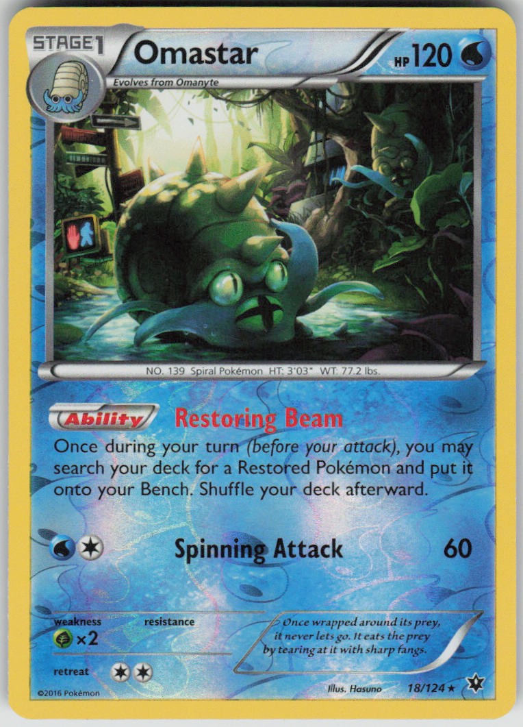 Pokemon Omastar Rare XY - Fates Collide 18/124 LP