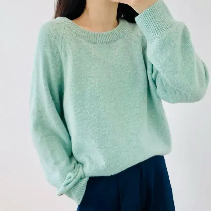 Cashmere Basic Mint Knit Sweater - image 2