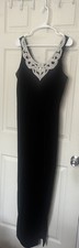 Vtg Jessica McClintock Gunne Sax Velvet Beaded Gown Formal Dress Black Sz 13/14