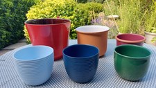 Collection of 5 ceramic plant pots planters various colours & sizes VGC used