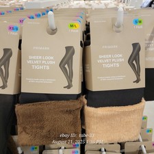 Damen Primark SHEER LOOK Samt Plüsch STRUMPFHOSE Kunstfell gefüttert Bronze CaramelXS-XXL