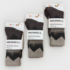 Merrell Women's MOAB Hiking Socks Crew Length size M/L 10-13 Brown/Gray 3-pk
