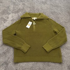 Michael Kors Women's Green Quarter Zip Knit Sweater Pullover Size Small NWT 119