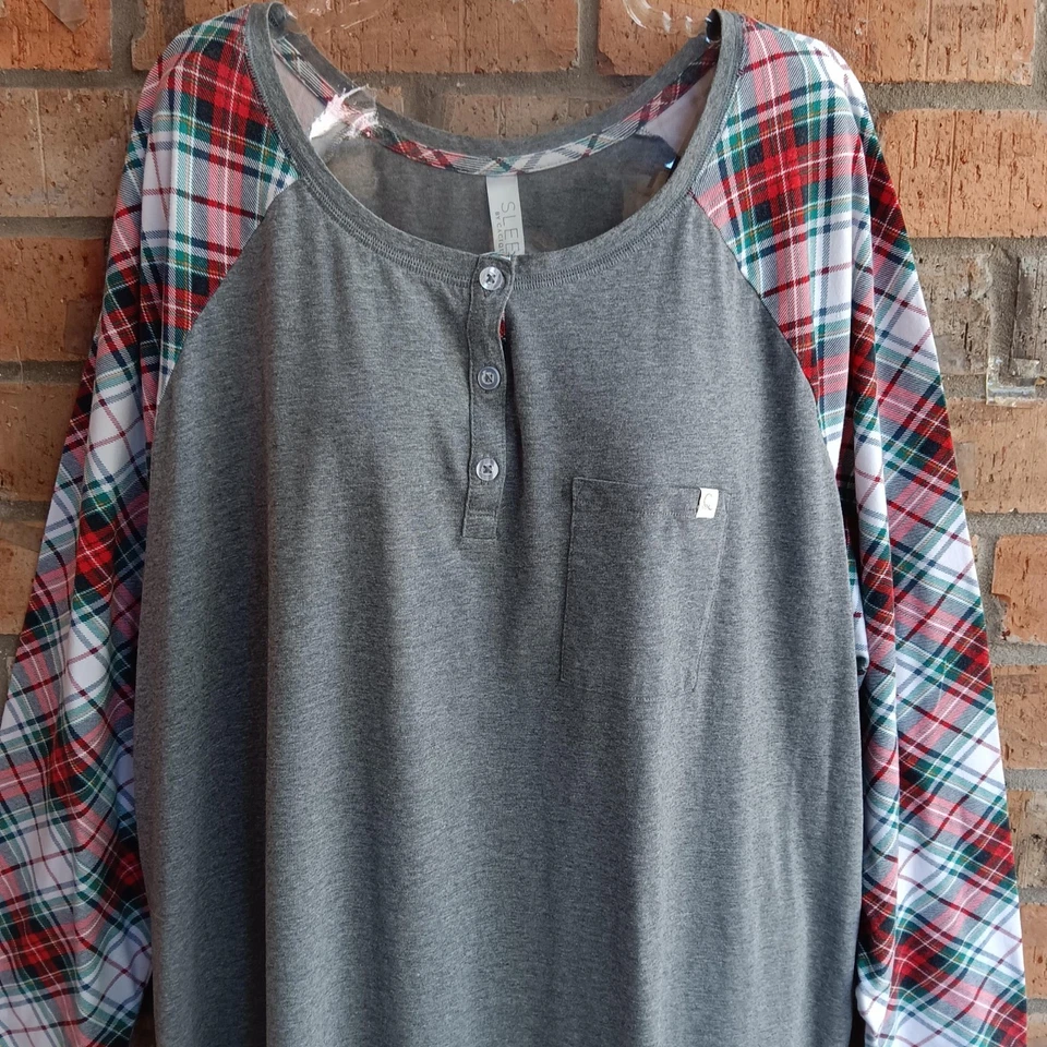 Camisa para dormir Sleep by Cacique para mujer manga larga gris a cuadros talla 22/24 Foto 4 de 4