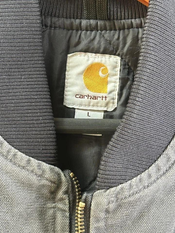 Colete remendado Carhartt masculino L lona forrado de lã vestuário de trabalho ártico vintage - Imagem 4 de 4