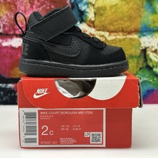 Nike Court Borough Mid 2 TDV Size 2 C Black/Black 870027001 Baby Shoes Cute New