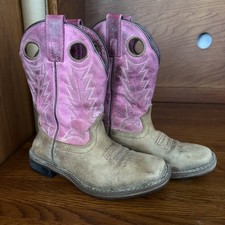 Shyanne Little Laine Western Boots Girls Size 1 D Pink and Brown Leather Cowgirl