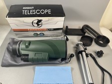 High-Quality Telescope Monocular, Green  Tripod Kit   Open Box, New
