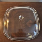 Vintage Pyrex P-12-C Square Glass Domed Replacement Lid Clear 9.5” Corning Ware