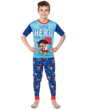 Ryan's World Boys' Super Hero Shirt and Plush Pants Pajama Set M, 8 