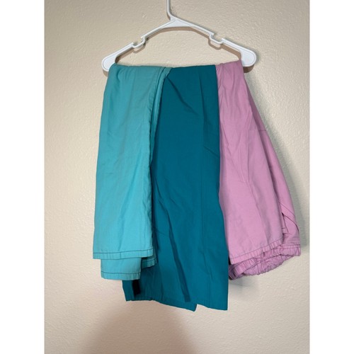 Lot of 3 Womens Scrub Pants 2XL Teal Blue Pink Medical Nursing Uniform Bottoms