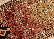 3'6"x10'8" ANTIQUE HAND KNOTTED CAUCASIAN HERIZI-SERAPI K TRIBAL WOOL RUG RUNNER