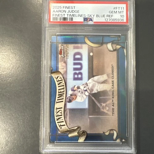 2025 Topps Finest- Aaron Judge Finest Timelines Blue Refractor /150 PSA 10 POP 1