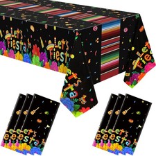 Hosuly 6 Pcs Mexican Fiesta Tablecloth 54 x 108'' Party Plastic Tablecloth St...