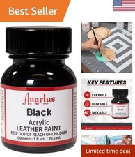 Versatile 1 Fl Oz Black Acrylic Leather Paint for Customizing Shoes Furniture