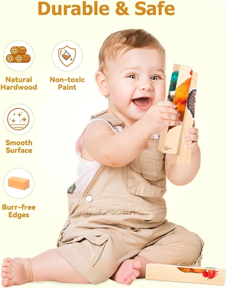 🧩 Rompecabezas de animales de granja Motgom 4 en 1 - Juguete de madera Montessori para niños pequeños Foto 4 de 4