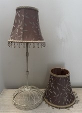 Set of 2 VTG Brown Floral Lamp Shades Beaded ...