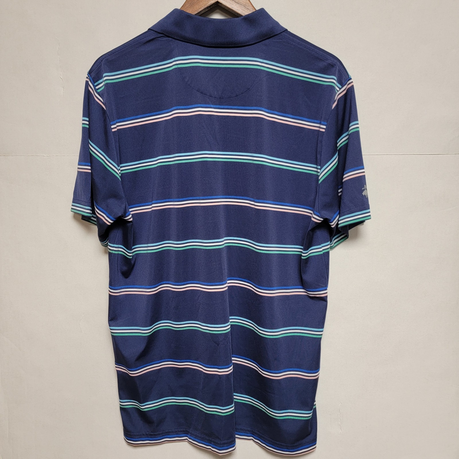 Brooks Brothers Polo Shirt Men's  Large Blue Stripe Golf Performance thumbnail 2