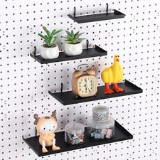 4 Pcs Pegboard Shelves, 7X 3'', 10 x 4'', 12 x 5 Inch, 14 x 6 Inch Metal Shel...