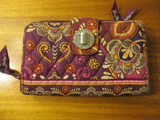 Vera Bradley Turn Lock Quilted Wallet. 2 Additional Zip Openings. 5 X 7.5 in.
