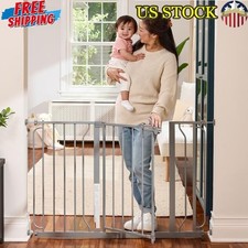 Extra Wide Walk Thru Baby Pet Safety Gate Adjustable Durable Safety Lock New