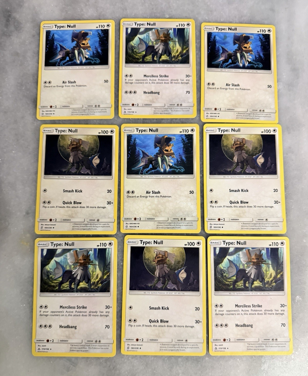 Pokemon TCG 9-Card Lot English Crimson Invasion Type: Null 115/156