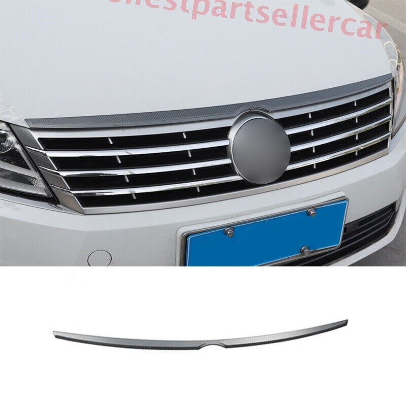 For Volkswagen CC 2013-17 Carbon Fiber Steel Front Bumper Upper Hood Strip Trim