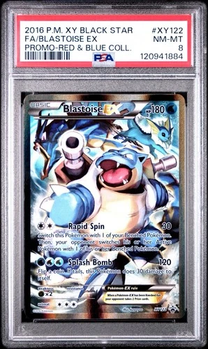2016 POKEMON XY BLACK STAR PROMO RED & BLUE COLL FULL ART/BLASTOISE EX PSA 8