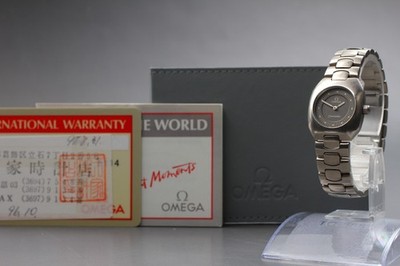 Vintage Omega Seamaster Polaris Titanium Palladium Kal.1450 22mm Damen Quarz Uhr