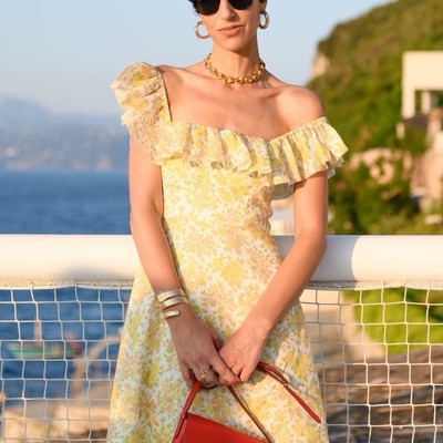 ZIMMERMANN Maxi Dress Floral Baroque Goldie Yellow Resort Linen AU0 XS No Ruffle