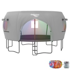 14FT Trampoline Tent for 8 Curved Poles, LED Shade Cover, Gray