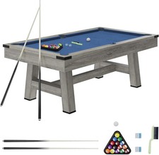 7FT Pool Table with Engineered Wood Frame, Blue Felt and Cue Accessories Set
