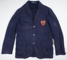 Polo Ralph Lauren Blazer Jacket Sport Coat Navy Tennis Wimbledon Crest Linen 40
