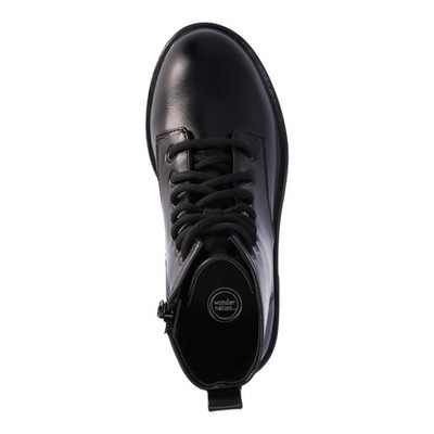 NEW 90s Y2K Style Combat Boot Side Zip Lace Up Black Youth Big