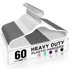 Heavy-Duty Non-Slip Plastic Clothes Hangers with Double Hooks 20/40/60 Pack