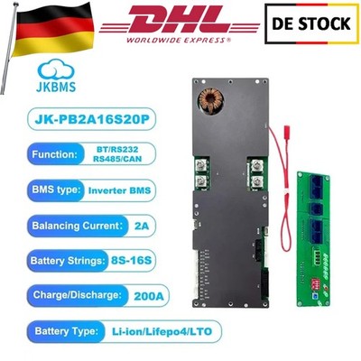 JK Smart 8S-16S 100A-200A Inverter BMS BT RS485 CAN for Family Energy Storage DE