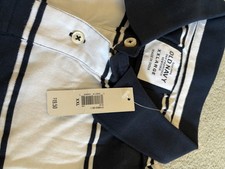 Old Navy Men's XXL Navy White Striped Short Sleeve Polo Shirt Collared Button