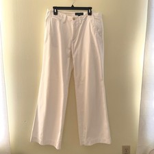 Ralph Lauren Women's White Wide Leg Chino Pants Size 12