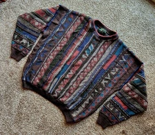 Vtg 90s Tosani Sweater Coogi Style Pullover Sz XL Loose Fit Knit
