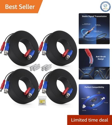 4 x 30M BNC Surveillance Cables with Multiple Connectors - Maximized Coverage