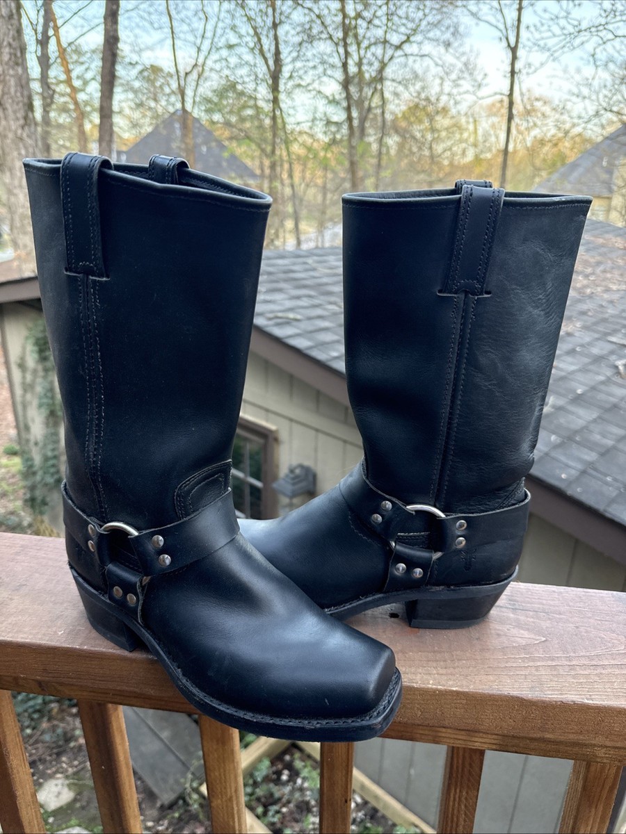 Frye Women's Black Harness 12R Motorcycle Boot Size 8.5 M Made In