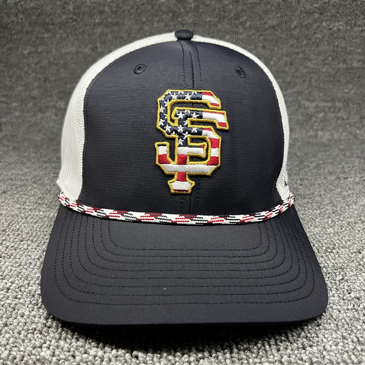 '47 San Francisco Giants Hitch Rope Snapback Hat Black White Stars Stripes