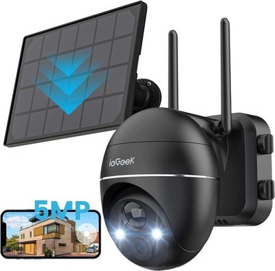 ieGeek 5MP WiFi Wireless Outdoor Solar Powered Security Camera Waterproof IP65