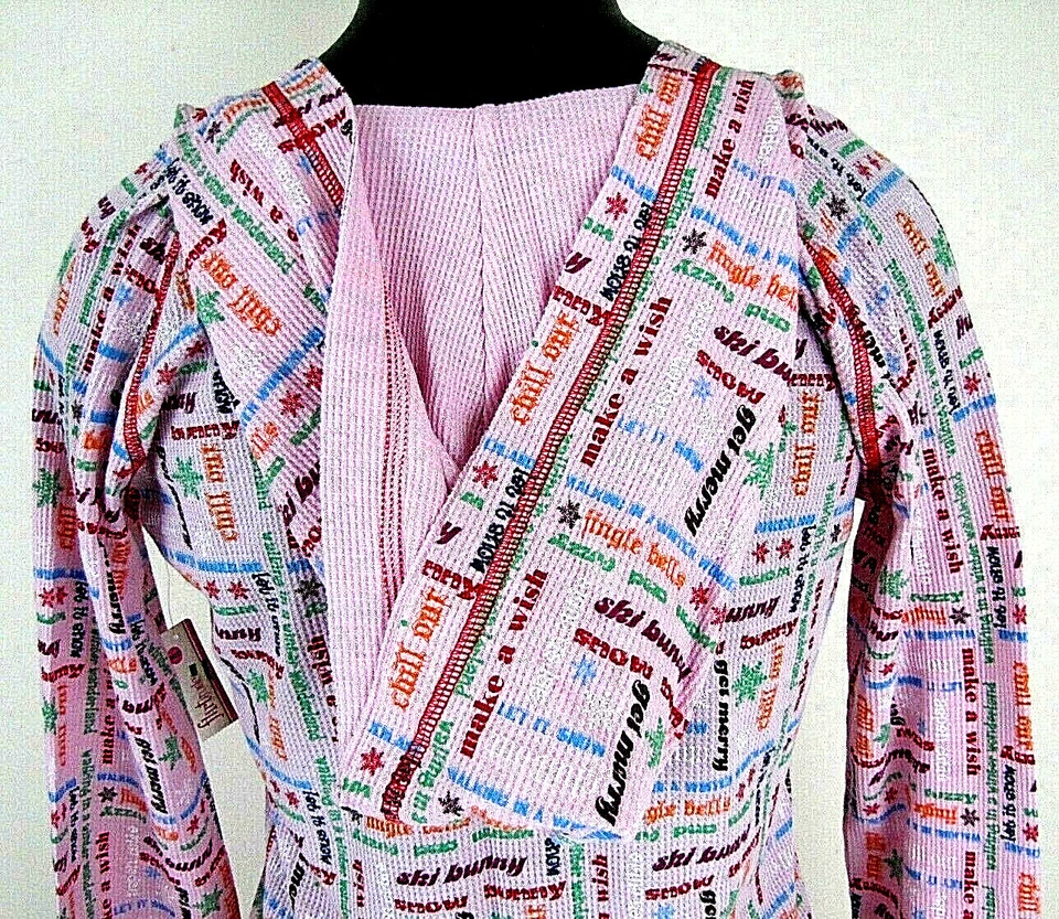 Флирт средний пижамы комплект розовый слова тепловой толстовка с капюшоном длинный снежинка зима новый с Ярлыками - Изображение 4 из 4